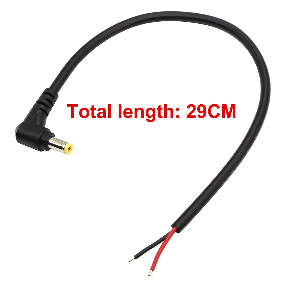 1/3/5Pcs 18AWG DC Power Connector L-Shaped 5.5 X 2.1mm / 2.5mm Male Plug Right Angle DC Power Repair Cable DIY For LED CCTV