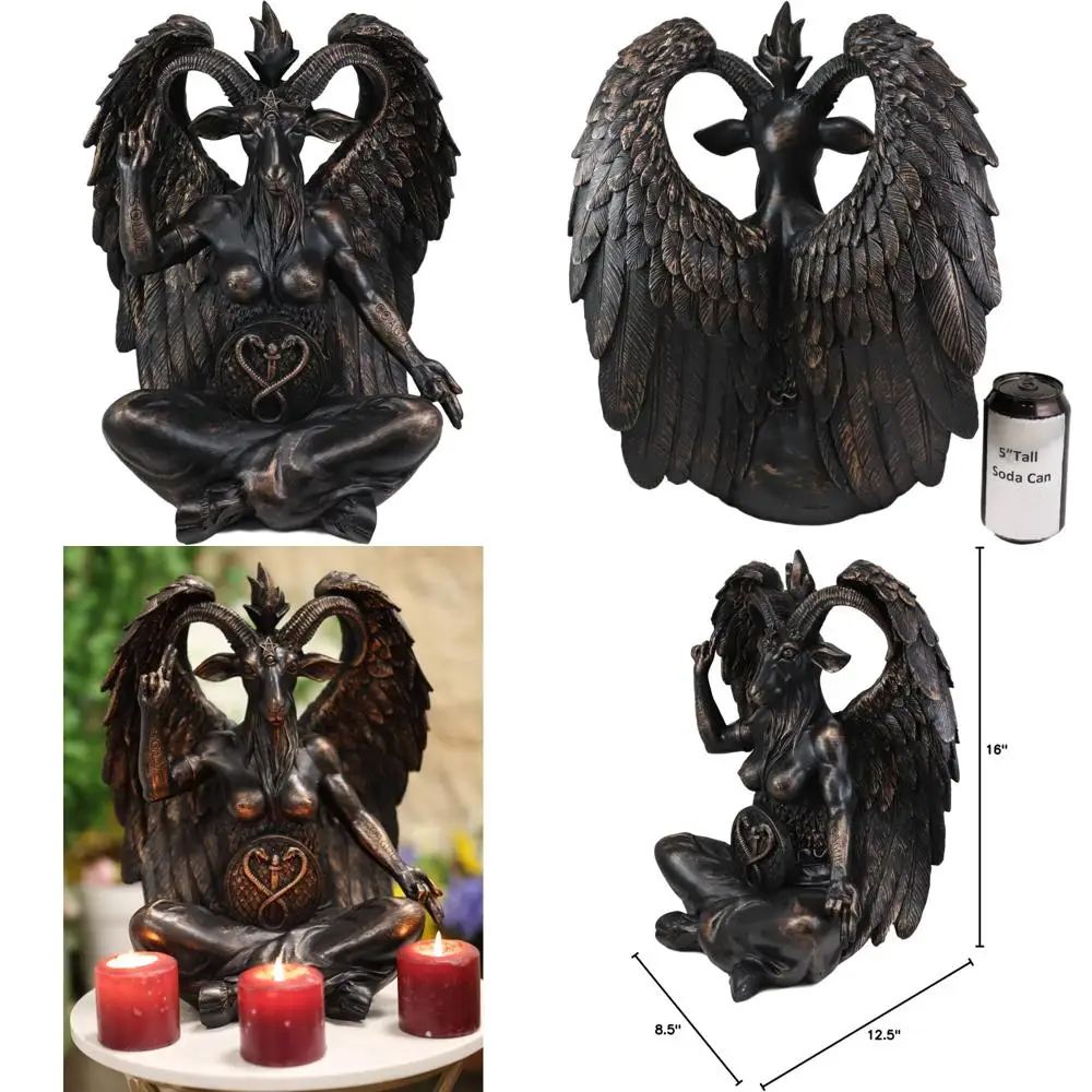 

Seated Goat Idol Statue - Sabbatic Samael Lilith Baphomet Wicca Occult Illuminati Horned God Sculpture