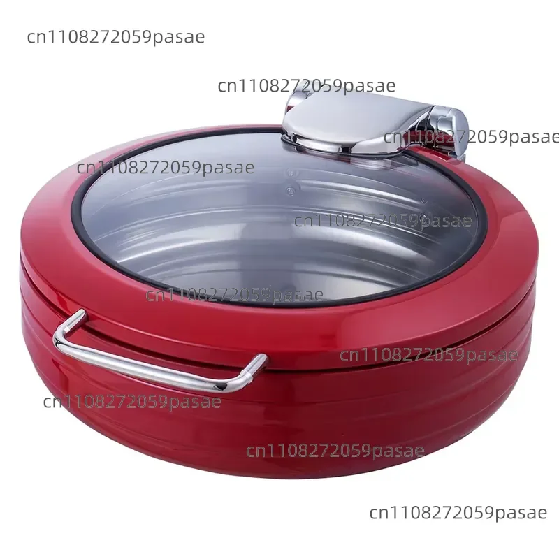 Round Red Baked Enamel Luxury Glass Soup Self Heater