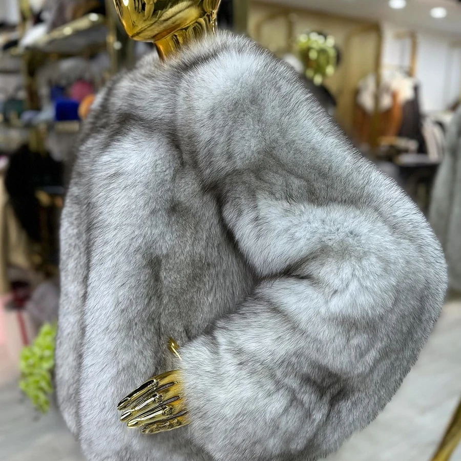 Genuine Fox Fur Jackets With Turndown Collar Natural Fox Fur Coats Hot Seller Womens Outwears