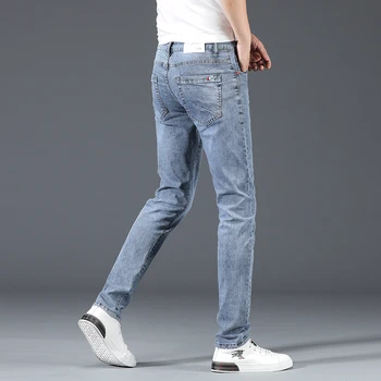2024 New Men's Cotton Business Casual Skinny Jeans Trendy Fashionable Stretch Straight Slim Denim Trousers Male Blue Grey 3 2024 New Men's Cotton Business Casual Skinny Jeans Trendy Fashionable Stretch Straight Slim Denim Trousers Male Blue Grey 3