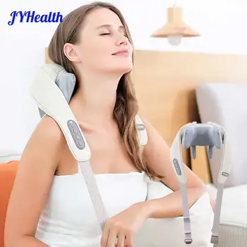 JianYouCare Electric Neck Shoulder Body Massager Hot Kneading Shiatsu Shawl Cervical Back Wireless Massage Deep Tissue Relief