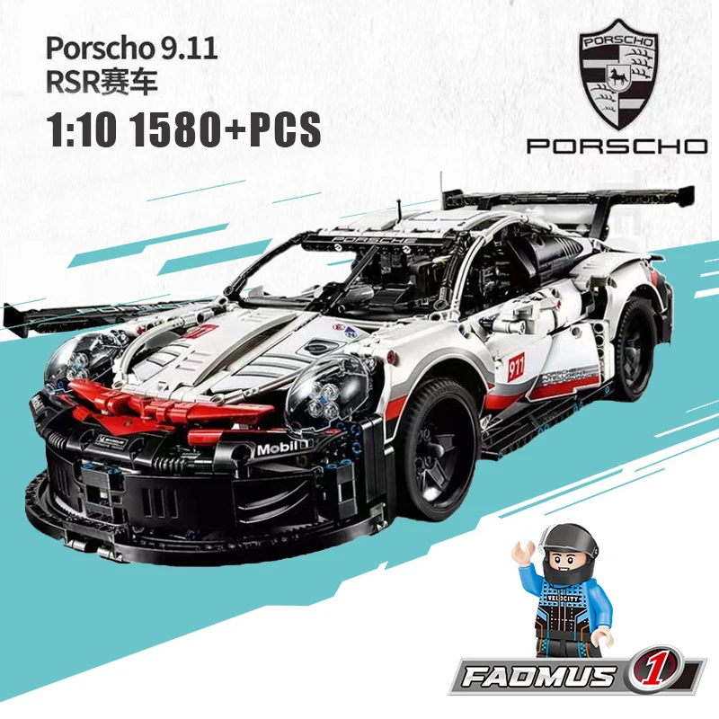 New Technical 1580+PCS 1:10 Performance Compatible Building Blocks Racing Car Speed Sport Vehicle MOC Model Bricks Assembly Toy