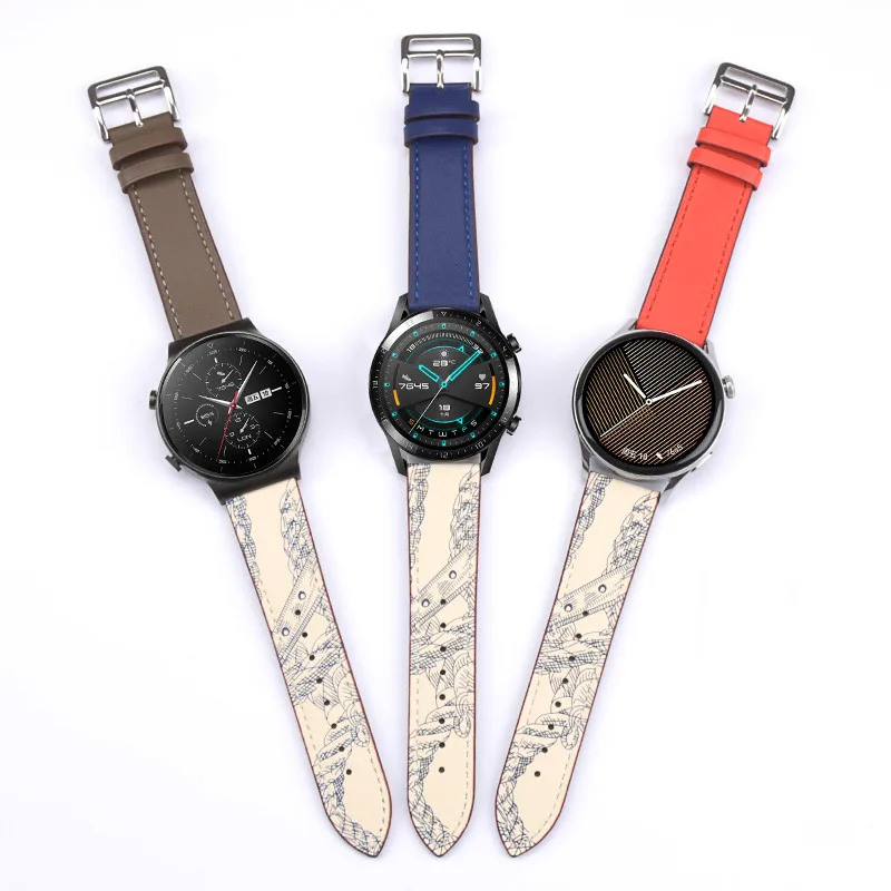 20mm 22mm Band For Samsung Galaxy Watch 4 3 classic 5 Pro active 2/Gear S3 Leather correa Bracelet Huawei watch GT 2 3 strap