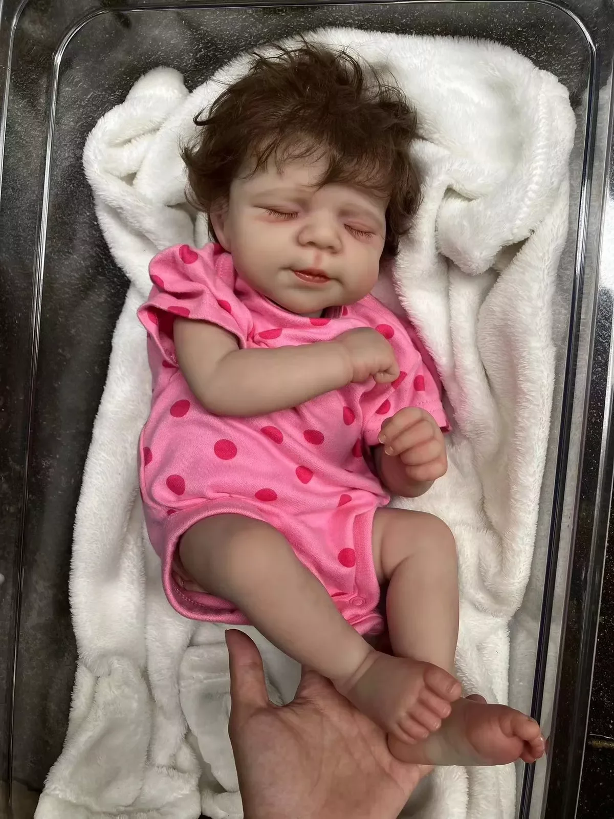 18Inch Can Open Mouth Pascale Soft Silicone Bebe Reborn Girl Doll With Painted Skin Lifelike Realistic Newborn Girl Doll