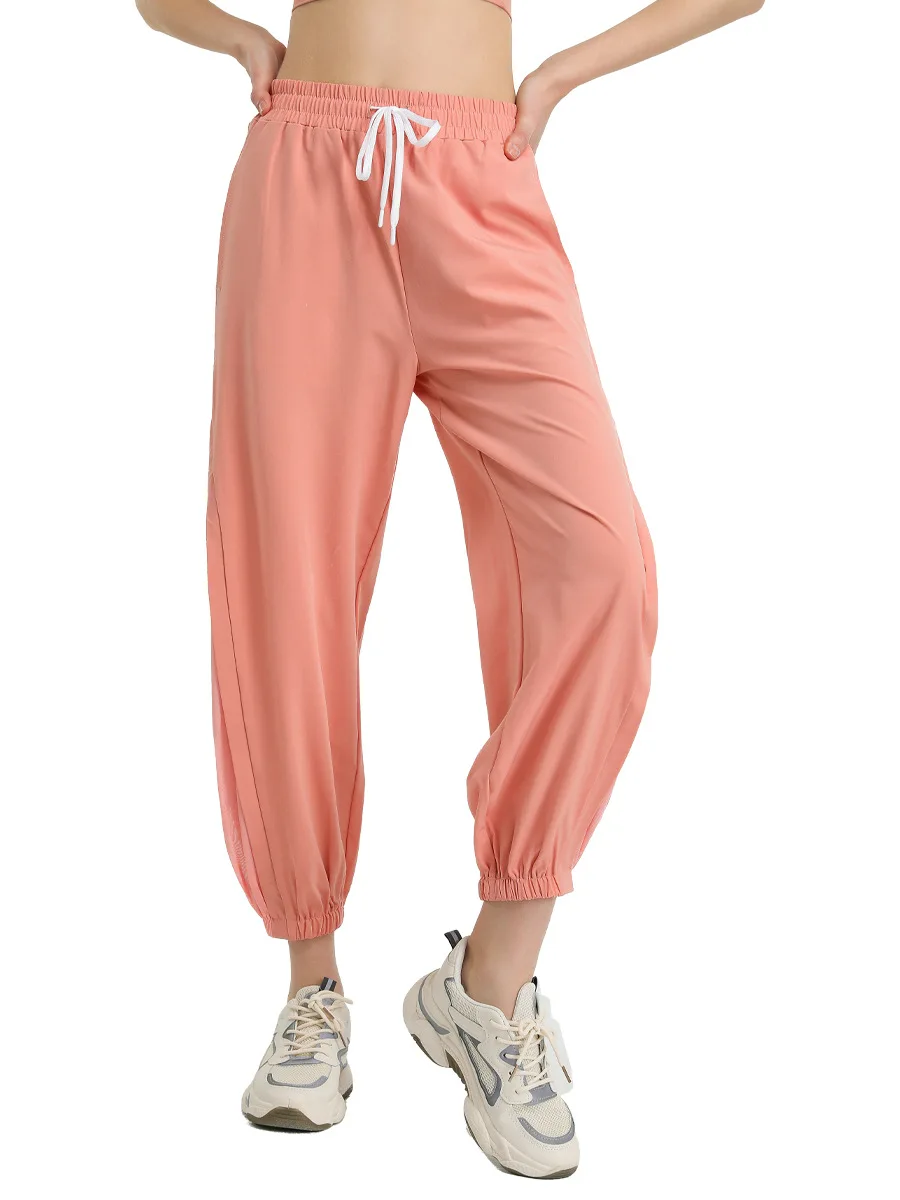 

High Waisted Quick Dry Workout Leggings for Women with Mesh Panel Loose Fit Running Joggers plus Size Sports Trousers