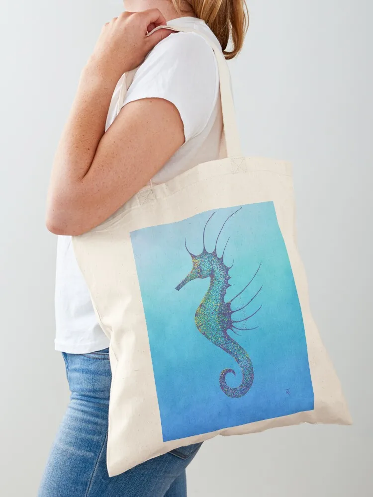 

Aqua Seahorse Tote Bag Canvas stote bag hand bags cute tote bag