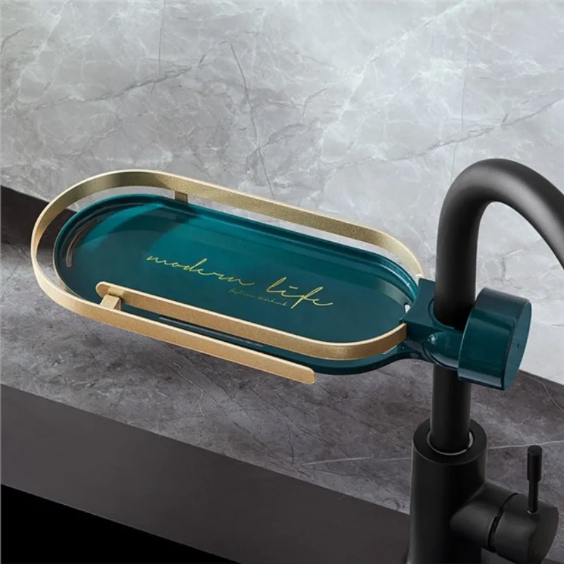 Faucet Storage Dry Rack Shower Rod Rack Bathroom Sink Drain Rack Soap Sponge Rag Holder for Kitchen Accessories