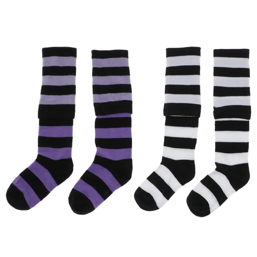 

Полосатые гольфы, женские мягкие эластичные чулки, классические чулочно-носочные изделия выше колена для моды и выступлений на сцене