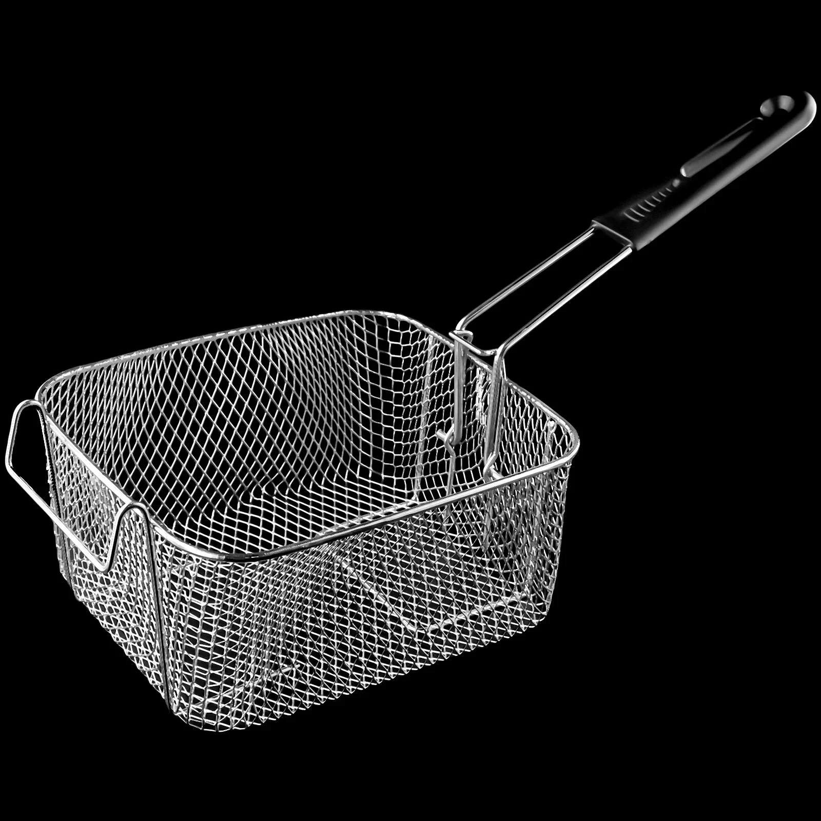 High Quality Hot Sale 100% Brand New Fry Basket Fried Sieve Plastic Handle Silver Stainless Steel Nickel Plated