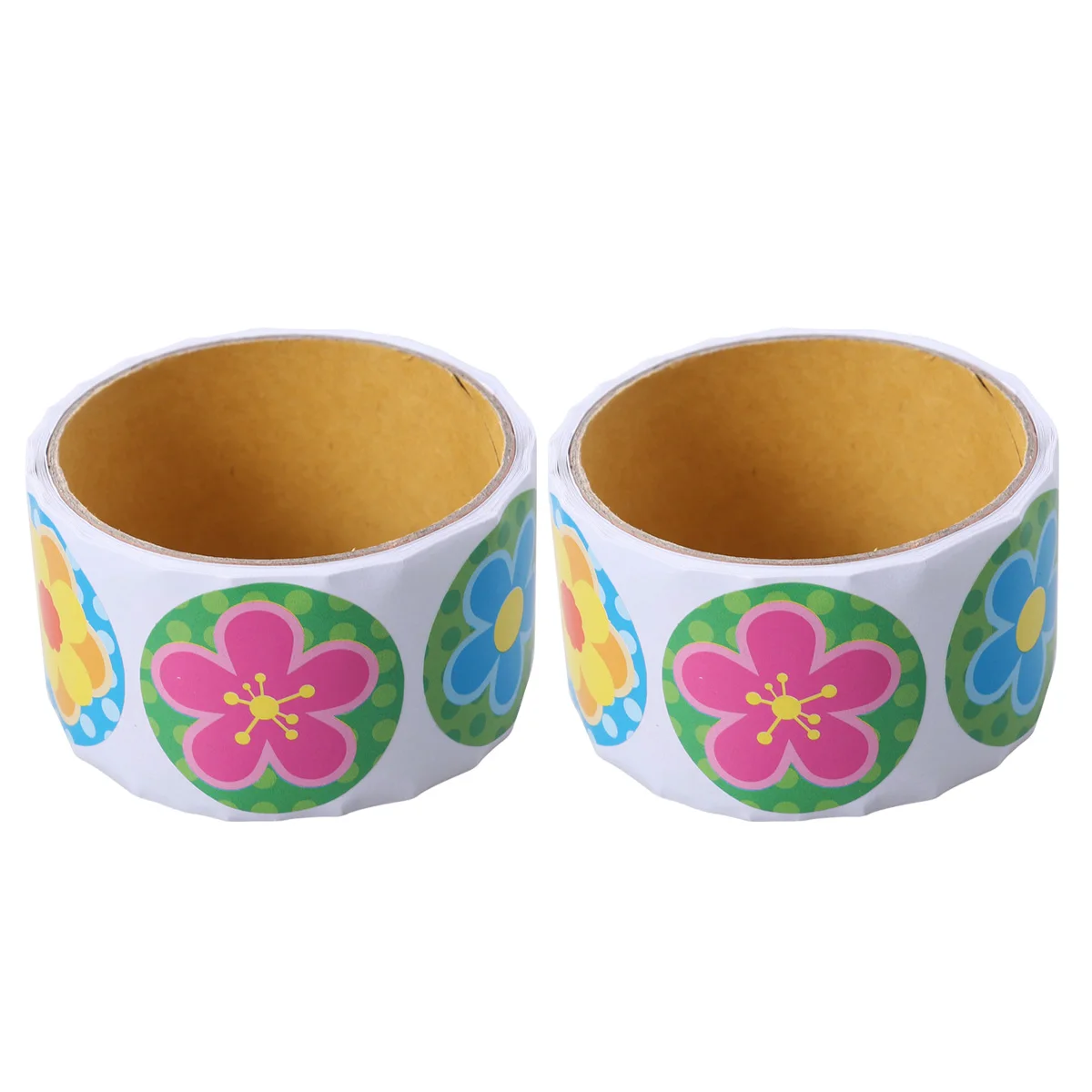 

2Roll Sun Flowers Stickers Round Gift Child Tape Party Bag Fillers for Kids Craft Supplies Decor Sealing