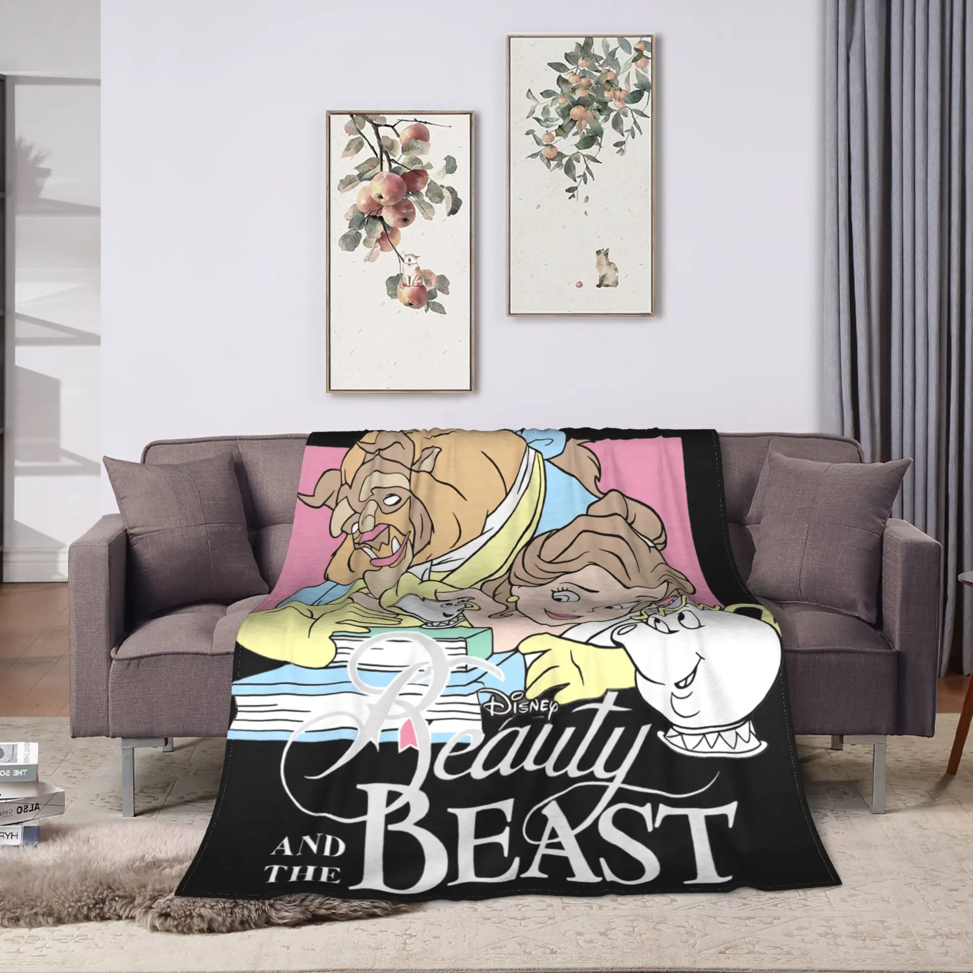 الجمال والوحش بطانية قطيفة الأطفال الفانيلا رمي بطانية لغرفة المعيشة الدافئة لينة جودة المفرش هدية فكرة