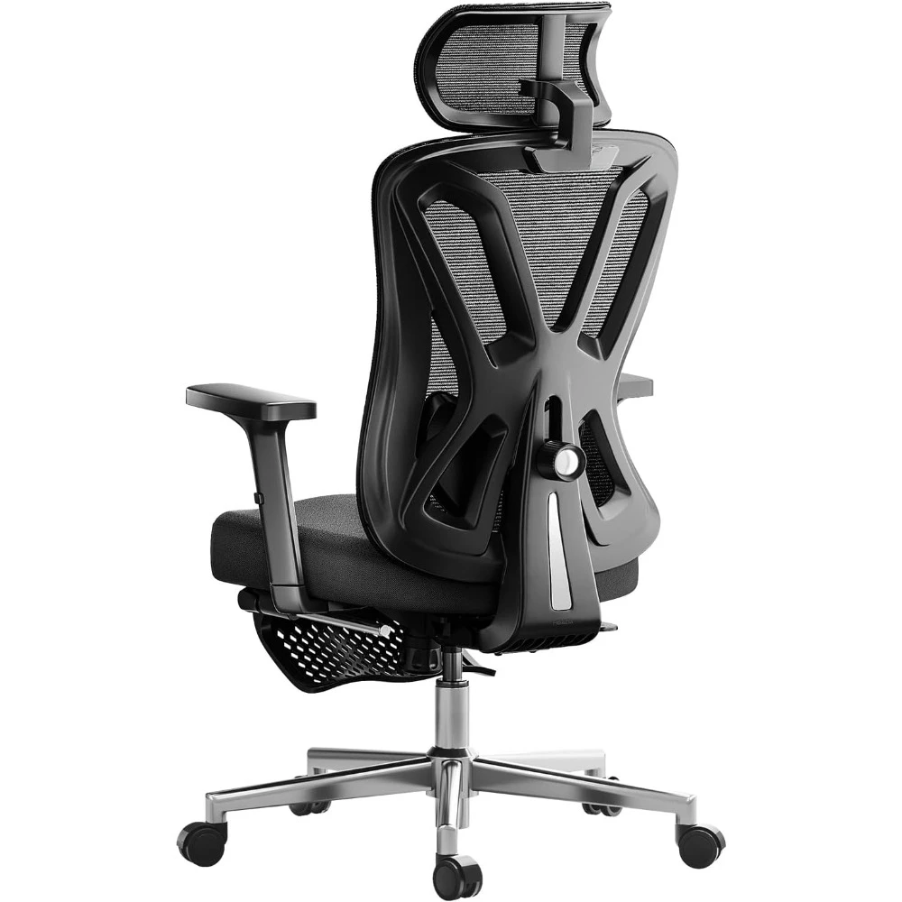 Lumbar Support and Height, Comfortable Mesh Computer Chair with Footrest 2D Headrest, Swivel Tilt Function Black