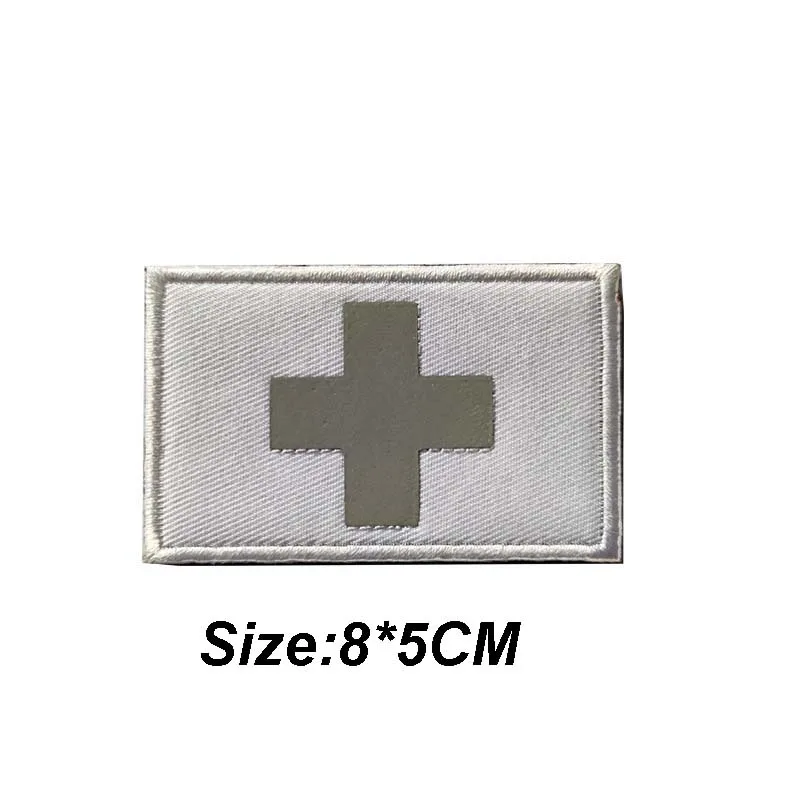 2 Stück Medizinische Notfall-Aufnäher mit Rotkreuz-Emblem, IR-reflektierende Patches, Schweizer Flaggen-Applikation für Kleidung, Militär-Armband, Taktische Abzeichen – Detail 10