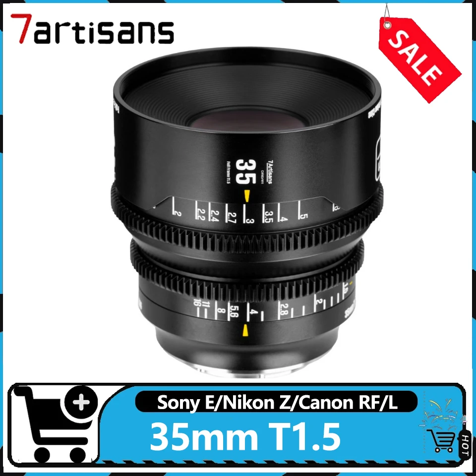 7Artisans 35mm T1.5 DREAM Series Entry-Level Cine Lenses Full Frame Mirrorless Compatible with Sony E Nikon Z Canon RF Leica L