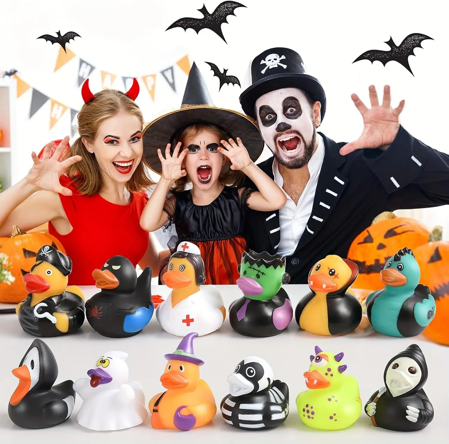 Halloweenowe gumowe kaczki luzem Duckies Dekoracja samochodu na cukierek albo psikus Halloweenowy wypełniacz torebek na prezenty imprezowe