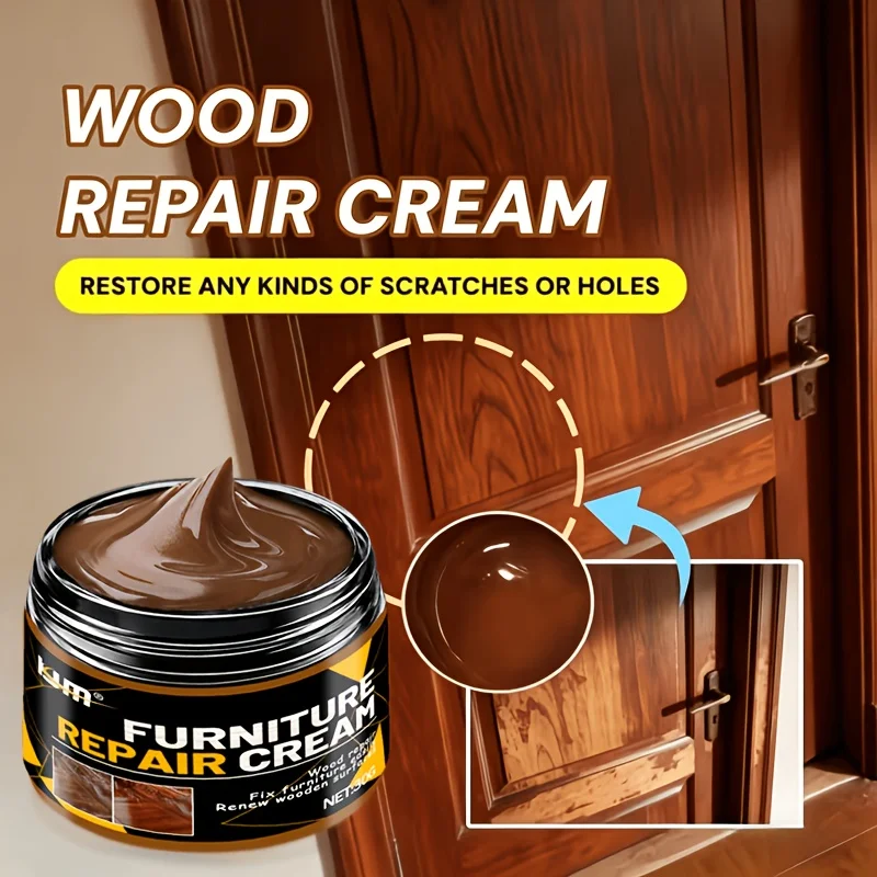 KJM Wood Repair Paste For Furniture Scratch Crack Fading Touch Up Wax Wood Grain Restorer For Doors Tables Cabinets Floors