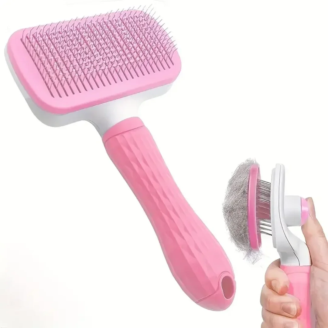 Stainless Steel Pet Comb Professional Self-cleaning Slicker Brush for Cats Dogs Easy Hair Removal Button Fur Loss Prevention