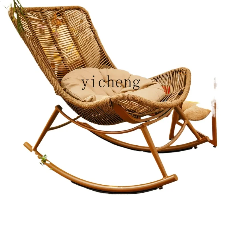 Tqh Outdoor Rocking Chair Courtyard Garden Balcony Terrace Leisure Chair Nap Recliner Lying Bed Leisure Chair