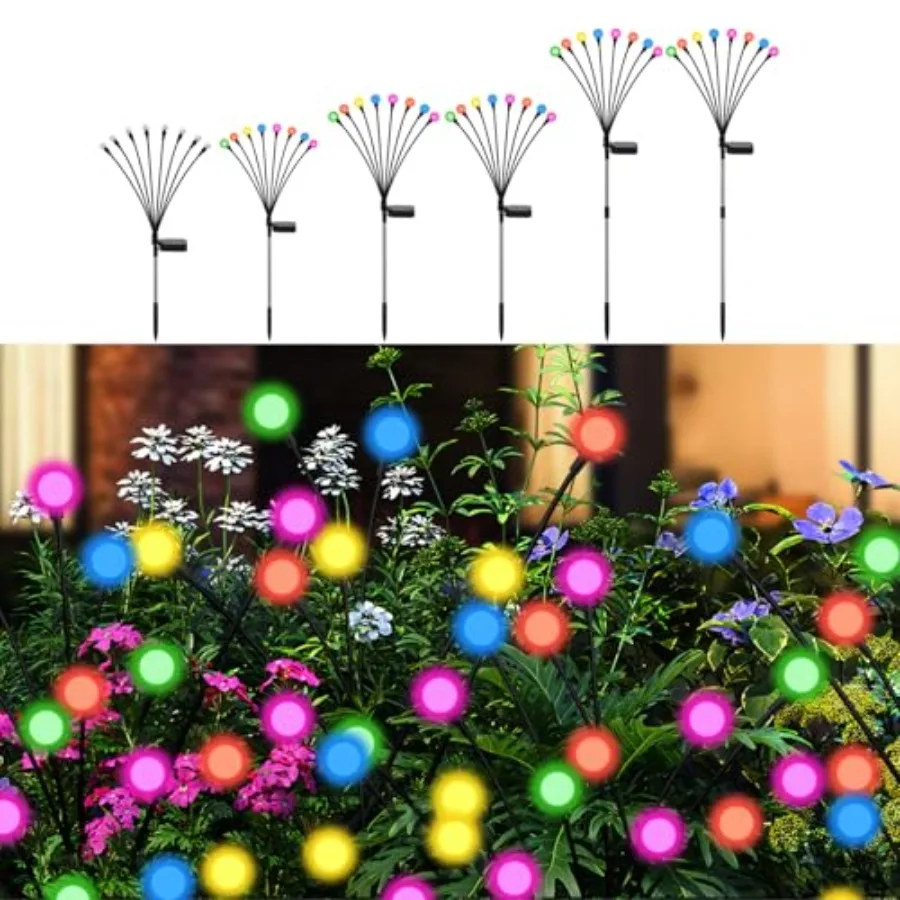 

Solar Firefly Lights Outdoor 8 Mode RGB Color Changing Swaying Flashing Firefly Garden Lights Solar Powered Waterproof for Outs