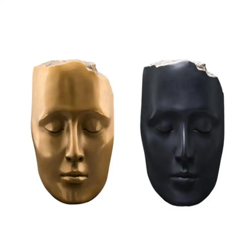 

Resin Golden Mask Abstract Face Sculpture Living Room Ornament Crafts Easter Home Decor Accessories