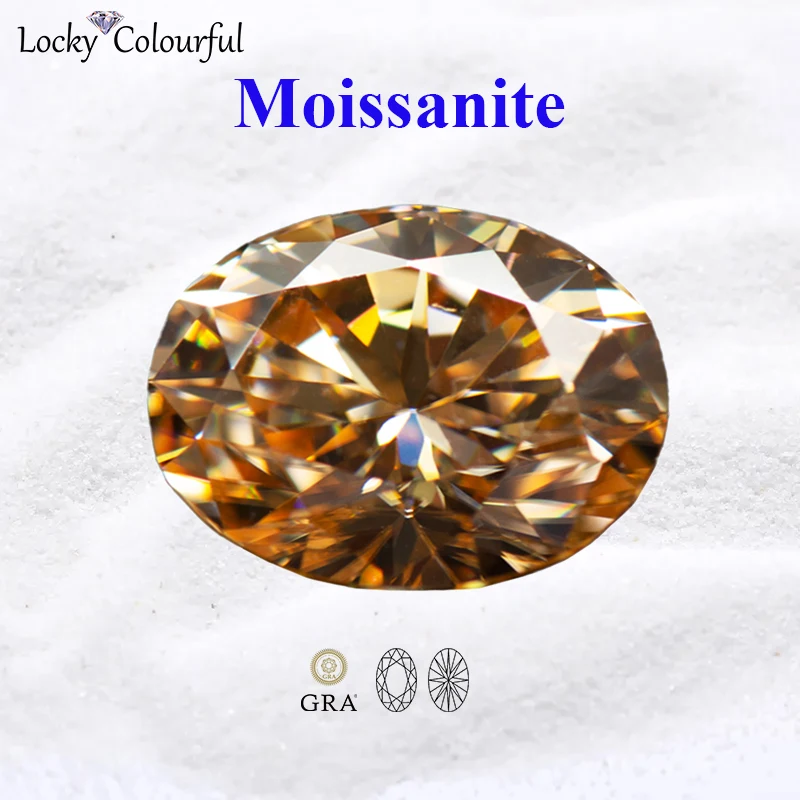 

Moissanite Champagne Color VVS1 Oval Cut with GRA Certificate for Charms Beads DIY Jewelry Making Necklace Rings Main Materials