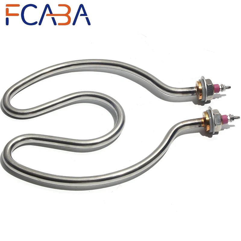 FCABA 304 Stainless Steel Horseshoe Shaped Elbow Water Heating Element 220V 2.5KW 210mm Circle Diameter Electric Tube Heater