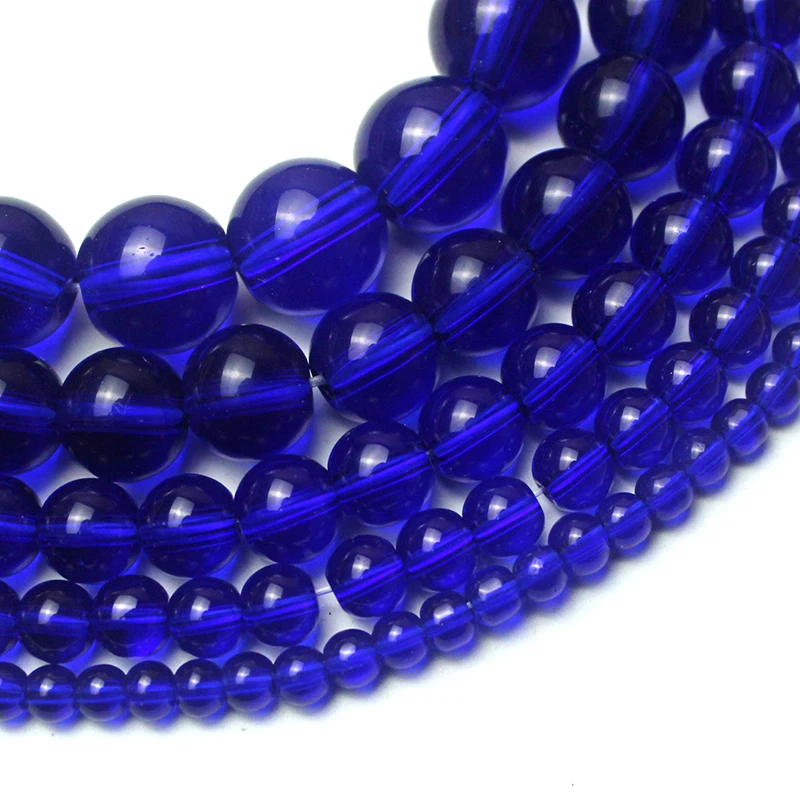 Natural Stone Beads Navy Blue Glass Charm Round Loose Beads For Jewelry Making Needlework Bracelet Necklace DIY 4/6/8/10/12 MM view 5