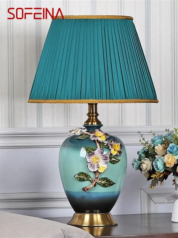 

SOFEINA Modern Table Lamps Enamel Ceramic Desk Light LED for Home Creative Hotel Bedroom Decoration