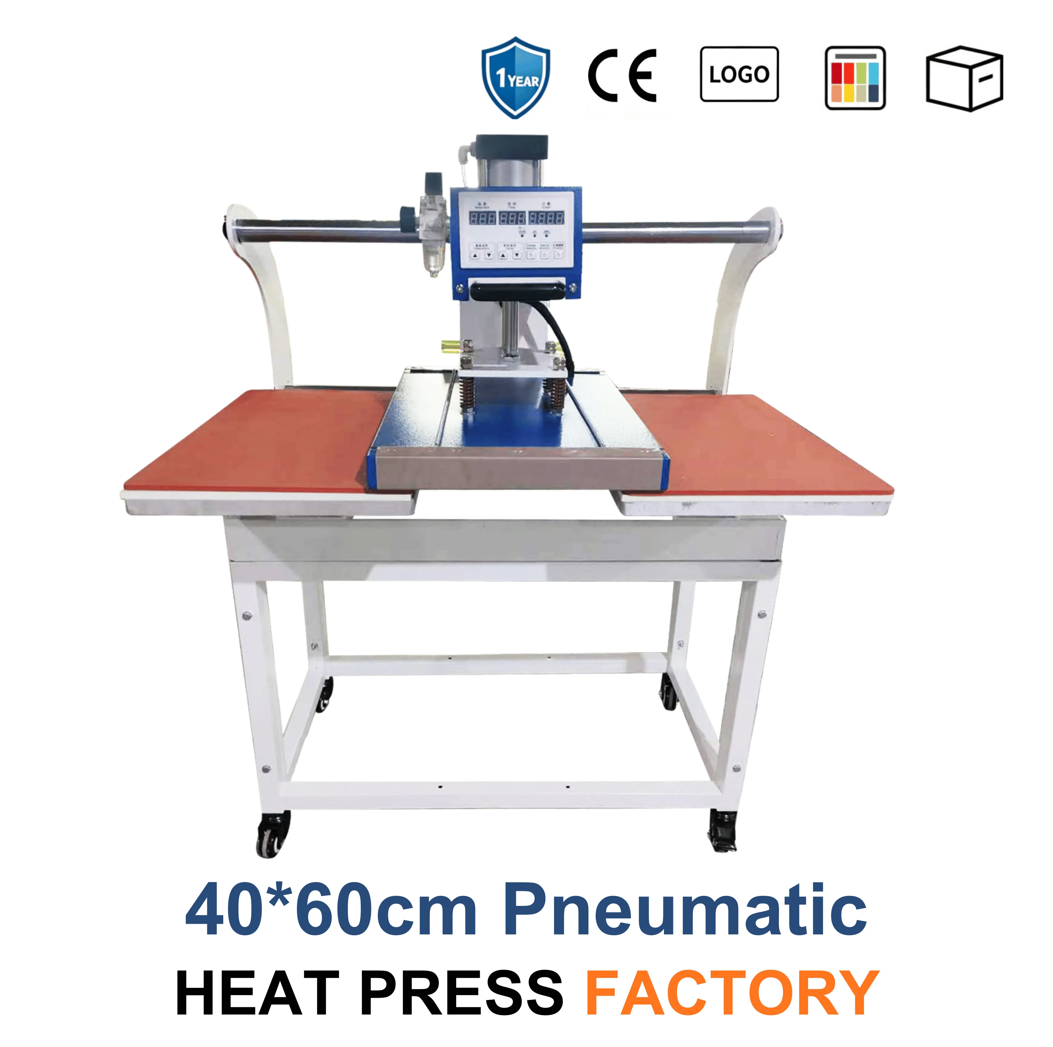 16x24 Inch Air Operated Double Station Heat Press 40x60cm High Pressure Semi-Automatic DTF Heat Transfer HTV Vinyl Custom
