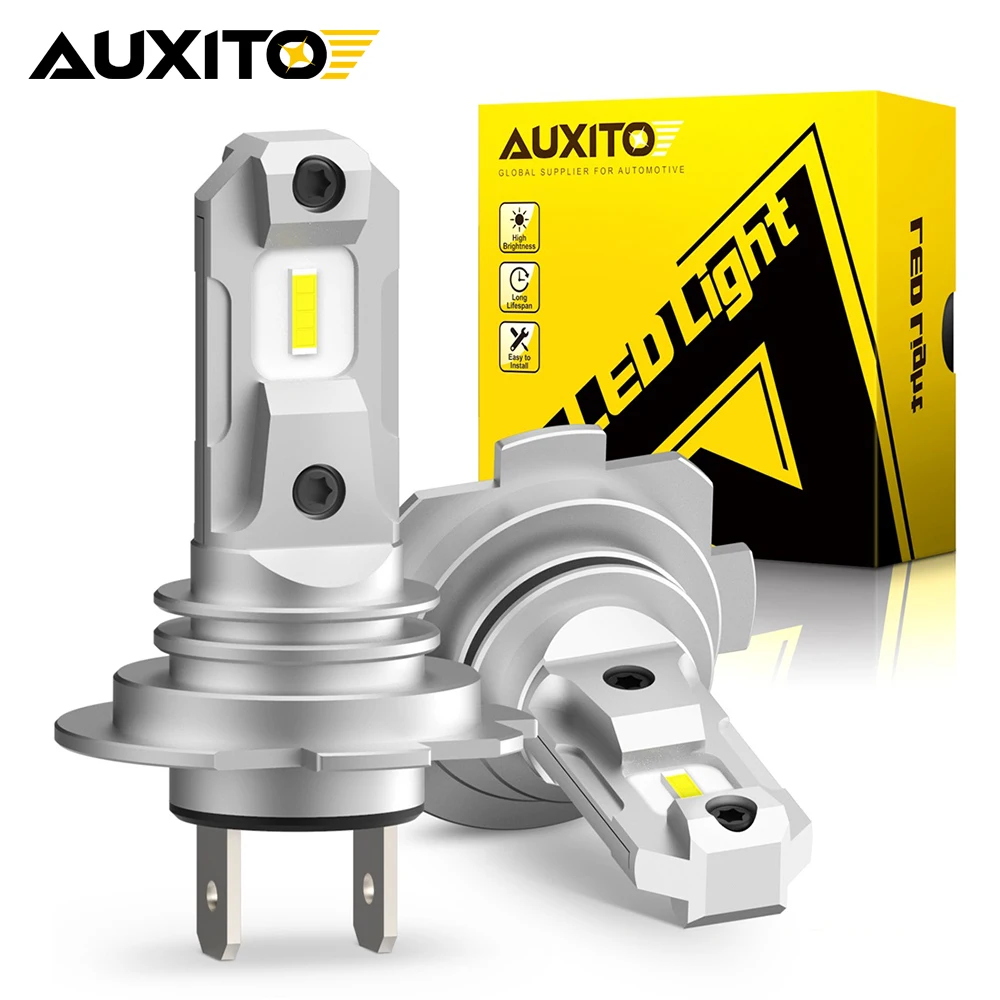 AUXITO 2Pcs H7 LED Headlight 60W H1 LED Bulb CSP Fanless Wireless Moto Lights Mini Car Headlamp 12V Auto Fog Lamps Plug & Play