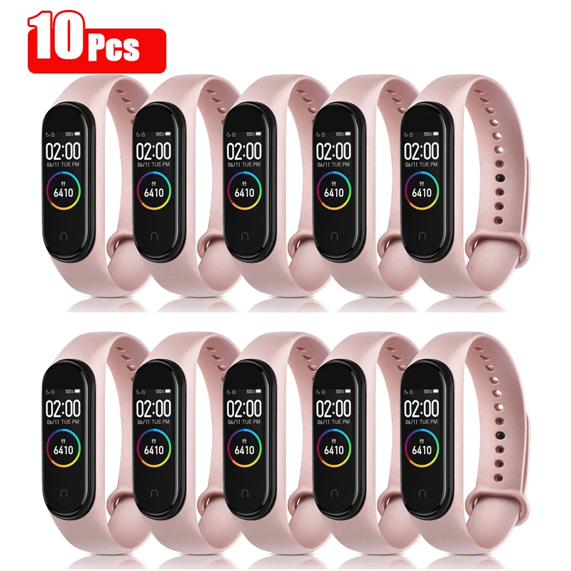 10Pcs/Pack Strap Band For Xiaomi Mi Band 3 4 Soft TPU Wrist Watchband Strap For Xiaomi Mi Band 4 3 Bracelet Accessories