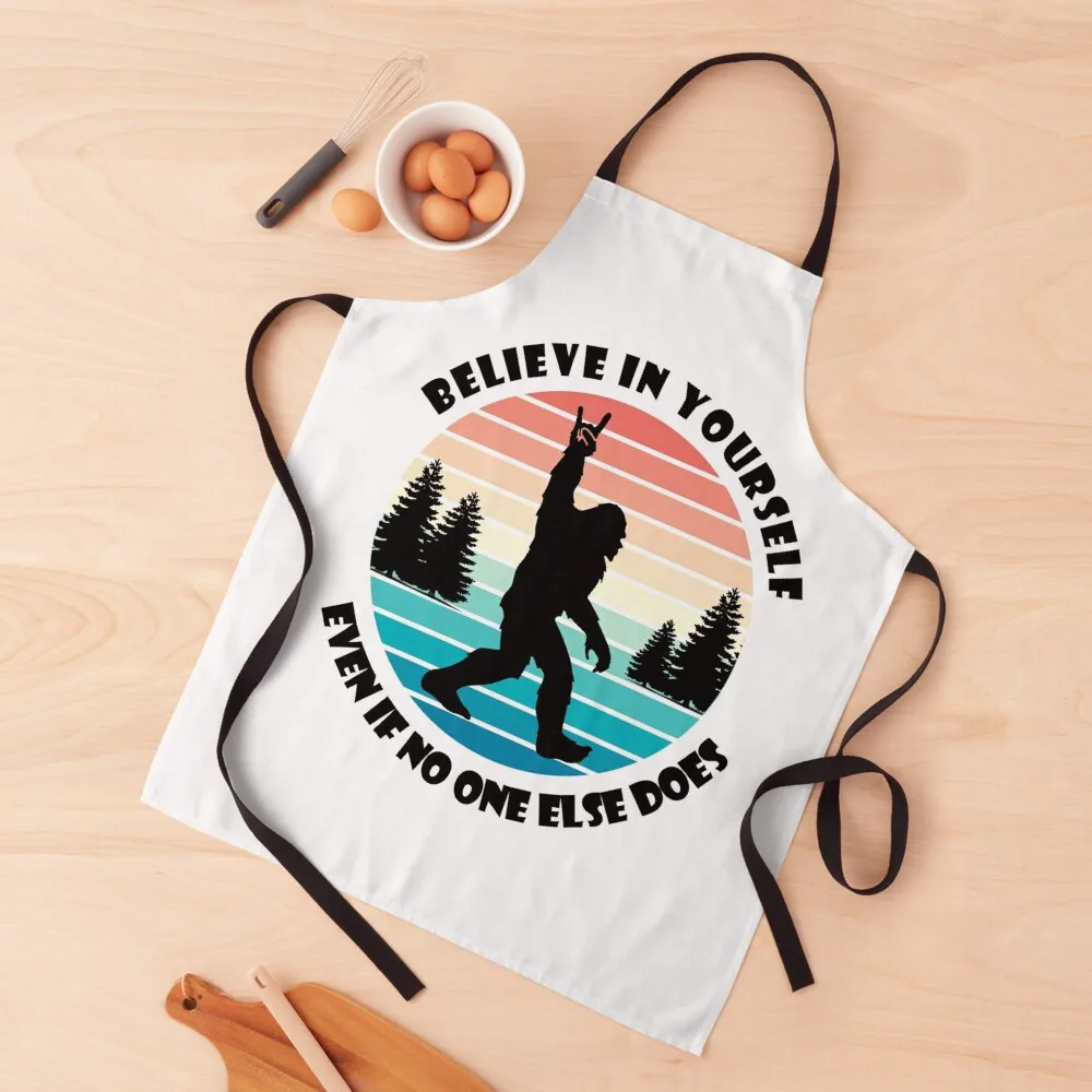 

Bigfoot says Believe In Yourself Apron For Girl painters Kitchen Handle For Women Apron