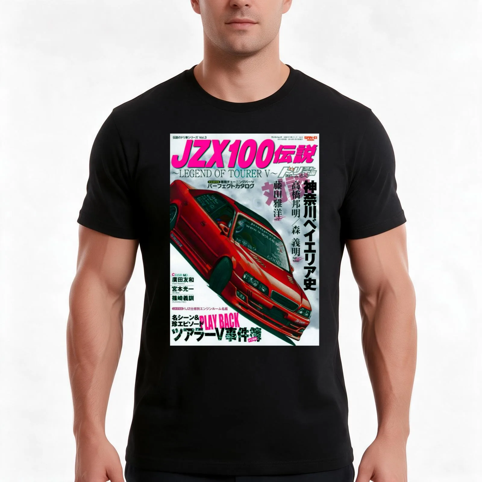 JZX100 Chaser T-Shirt Summer Casual Cotton Tee Oversized Streetwear Tops Vintage Graphic Print Loose Fit Short Sleeve