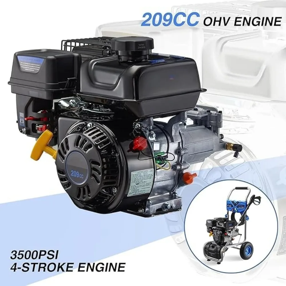 Gas Pressure Washer, Gas Powered High Pressure Washer with Engine, 4 Adjustable Nozzles, h Pressure Hose for Cleaning Walls,