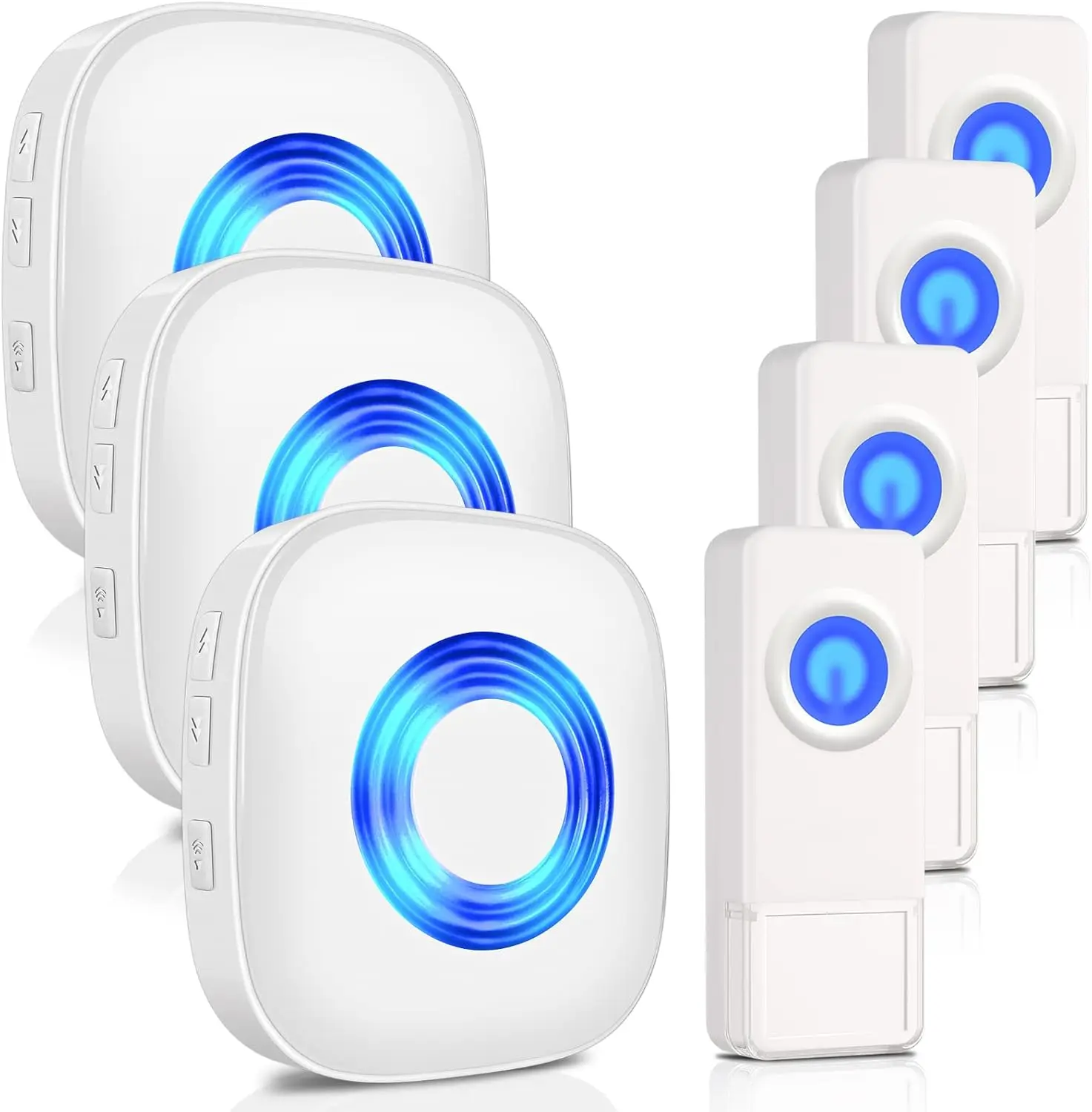 wireless-door-bell-physen-waterproof-doorbell-chimes-5-volume-levels-led-strobe-door-bell-kits-w-4-push-buttons-3-receivers