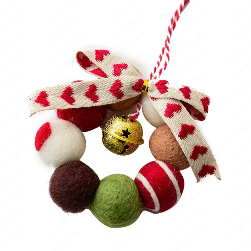 

Christmas decoration handmade DIY wool ball mini bell wreath Christmas tree pendant ornament