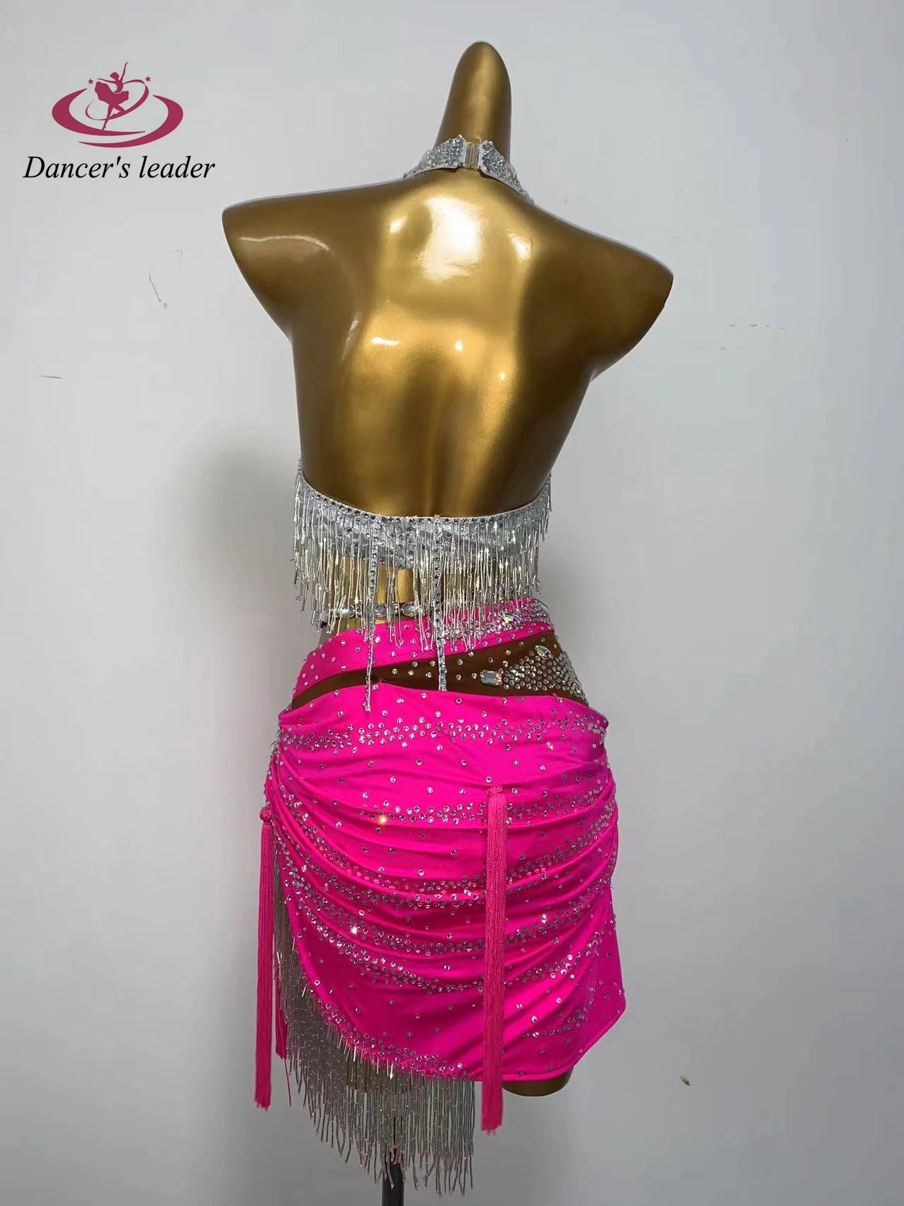 تنورة رقص لاتينية للسيدات راقية مخصصة بلونين، فستان أداء ماسي، فستان أسود لحمام السباحة