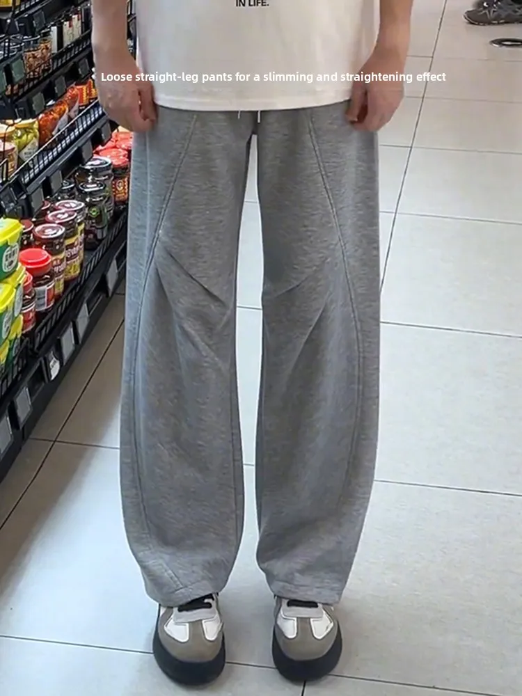 

Мужские модные брюки-кюлоты с широкими штанинами для ранней осени, в американском стиле, повседневные, для подростков и пар, прямые брюки