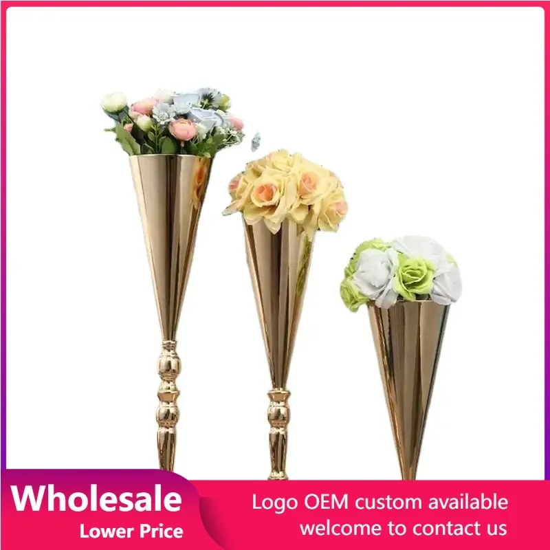 

Metal Vases Wedding Decoration Flower Stand Party Vases Ornaments Crafts Centerpieces Rack Pot