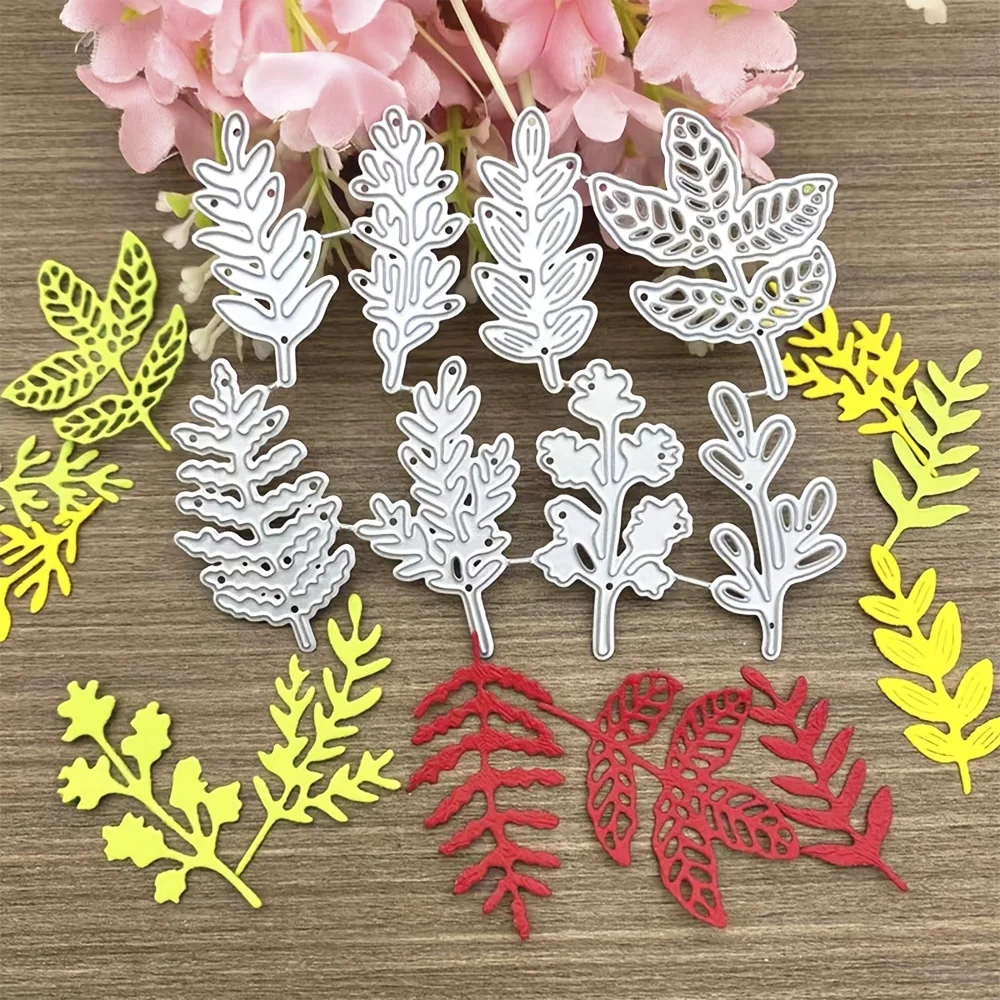 8PCS/lot Leaves Cutting Dies Stencils Embossing Scrapbooking Cutter Paper Greeting Cards Metal Stamp Stencils for Decoration