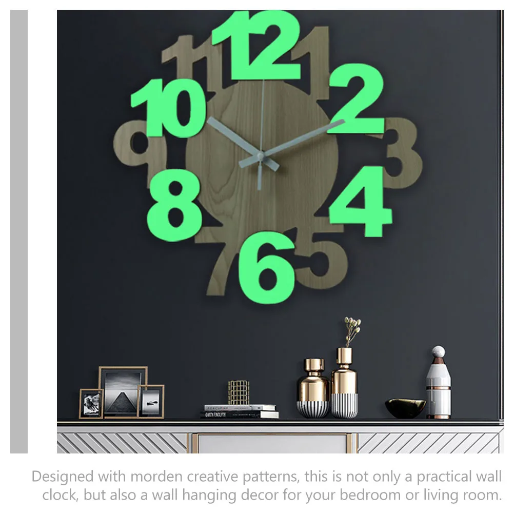 

Household Luminous Digital Clock Office Large Wall Clocks for Living Room Silent Wood Hanging
