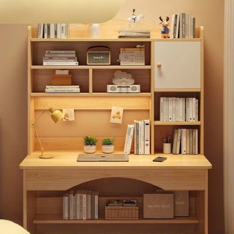 Firm Computer Desk Household Student Bedroom Bookshelf Storage Integrated Learning Desk Small Apartment Workbench Factory