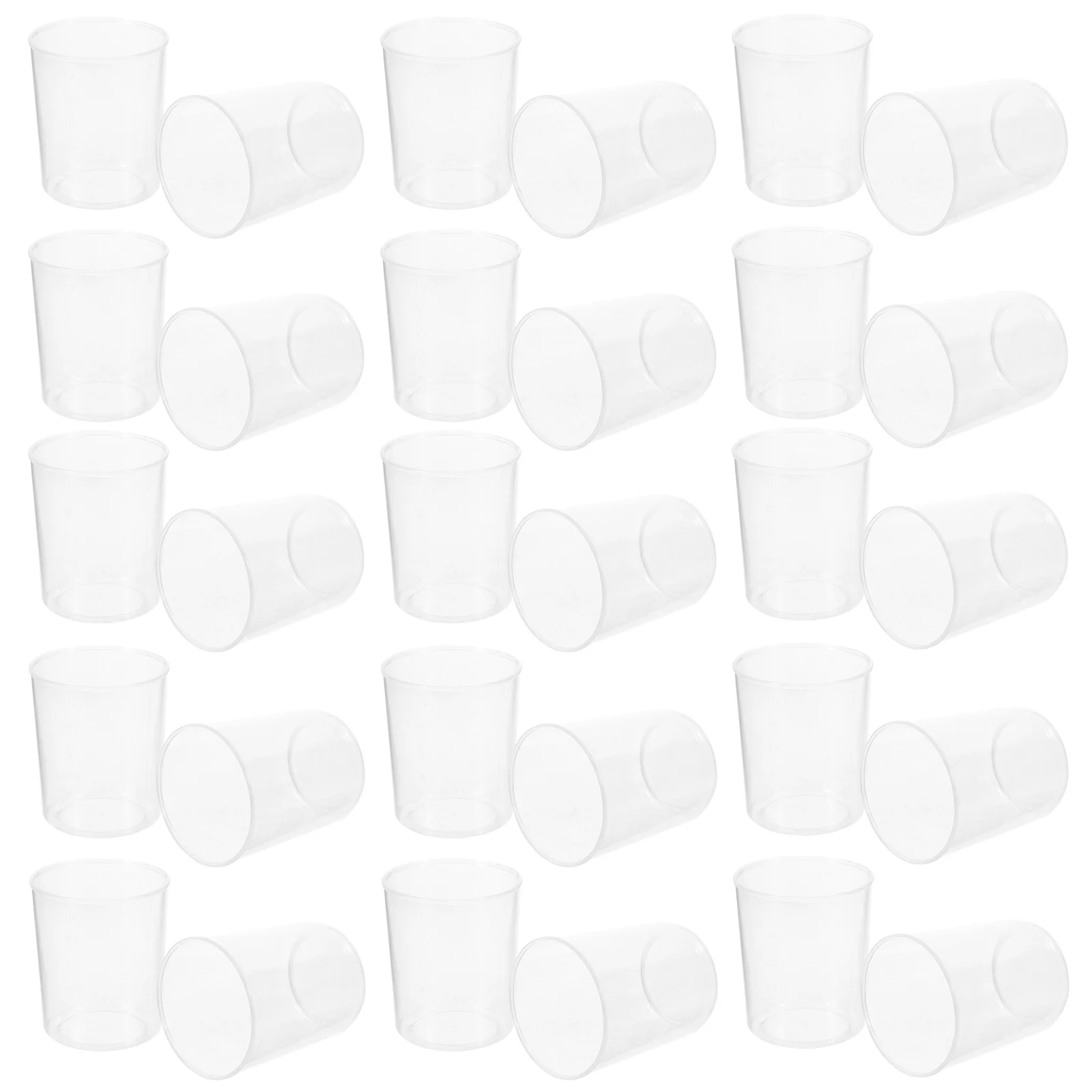 30Pcs Graduated Measuring Beakers Clear Plastic Laboratory Liquid Measuring Tools Set for Science Experiment Chemistry Lab