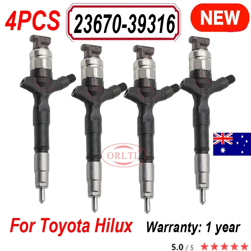 

4 PCS 23670-39316 Genuine Fuel Injector 2367039316 Nozzle 23670 39316 for Toyota Hilux 1kd-Ftv/2kd 23670-39315 ORLTL