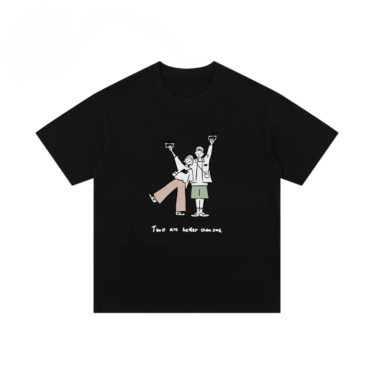 

NB Sweet Life's New Men's and Women's Pure Cotton T-shirts Summer Casual Collaboration Loose Short-sleeved Trendy Brand