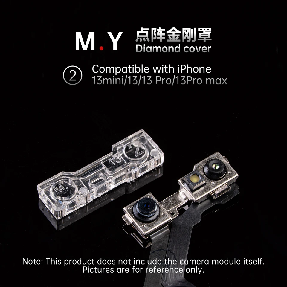 Protector de Lente de Cámara Frontal YCS M.Y, 4 Piezas de Cubierta de Diamante Antipolvo para Face ID, Repuesto para iPhone X-17 Pro Max 3