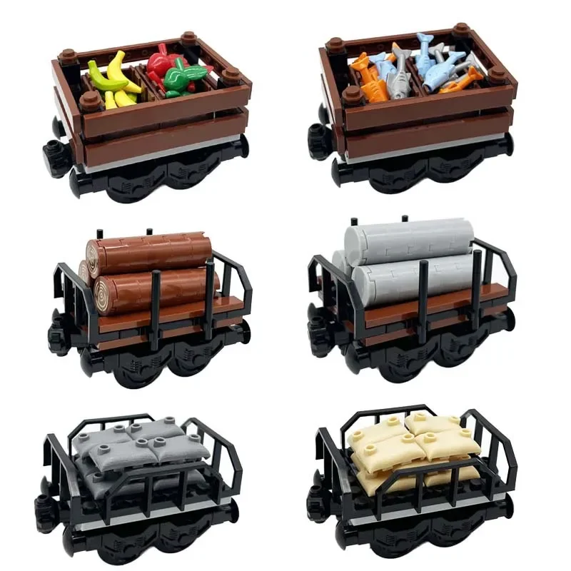 MOC-o trilho do trem da cidade para carros do transporte ferroviário, pacote da trilha do trem do bloco, pode ser conectado