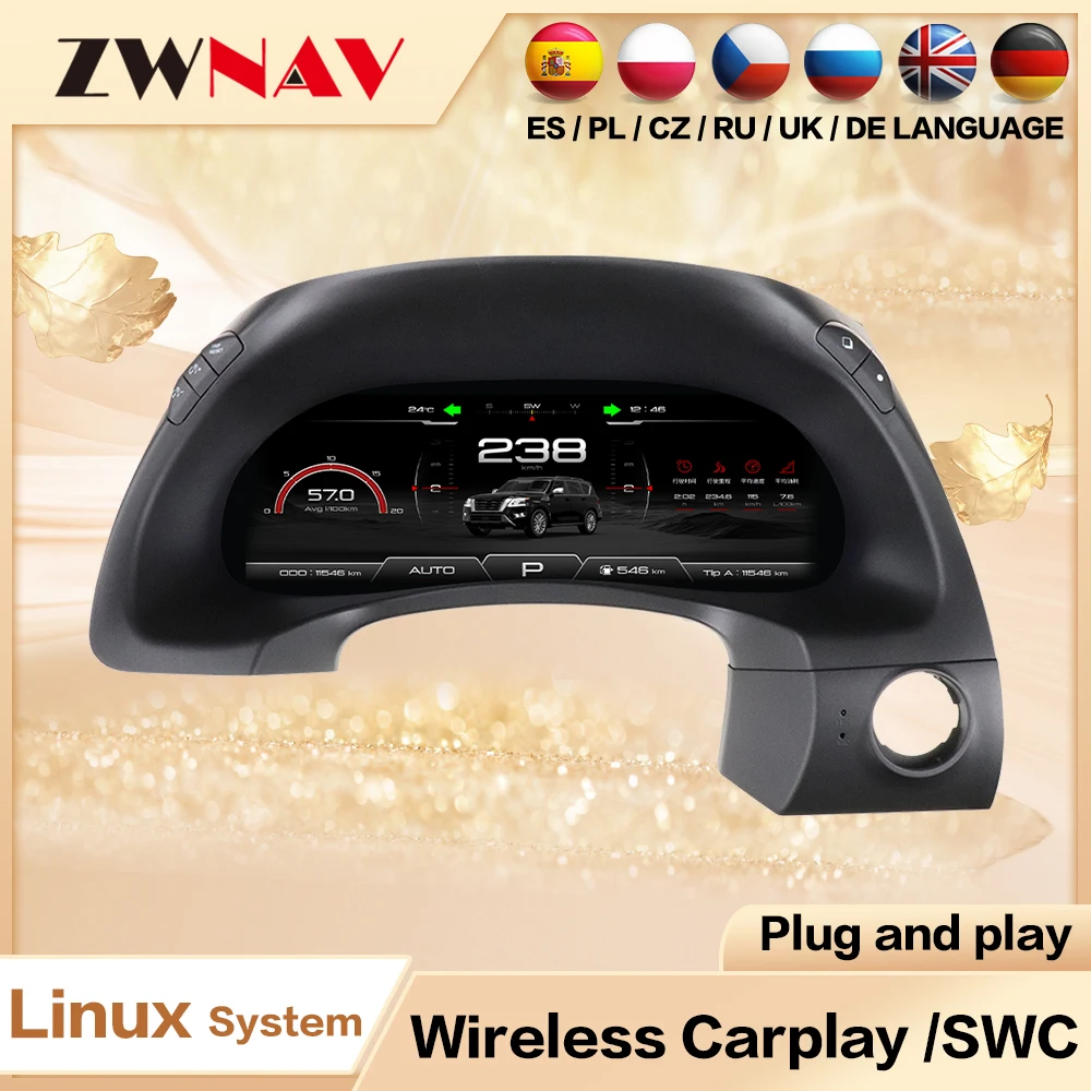 

12,3-дюймовый ЖК-цифровой кластер для Nissan Patrol Y62 Armada Linux, система приборной панели, ЖК-дисплей спидометра автомобиля