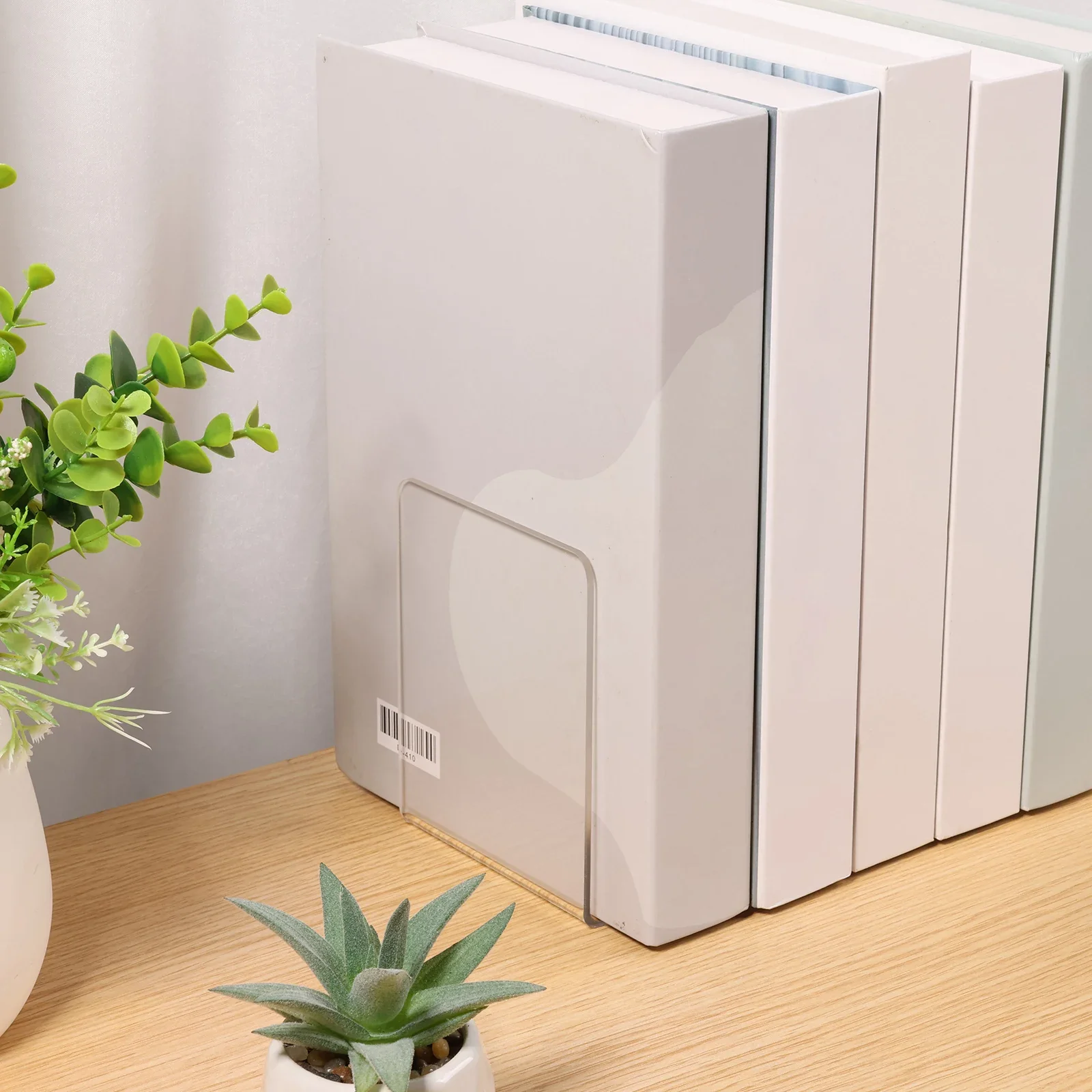 10Pcs L-Shaped Transparent Acrylic Bookends Desktop Book Holder Book Display Stand School Stationery Office Storage Accessories